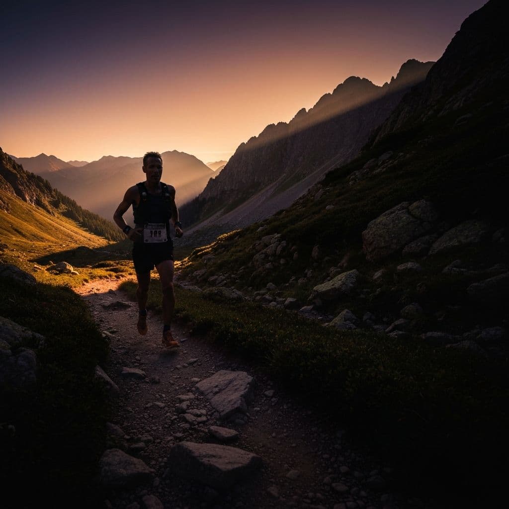 Ultra runner on mountain trail